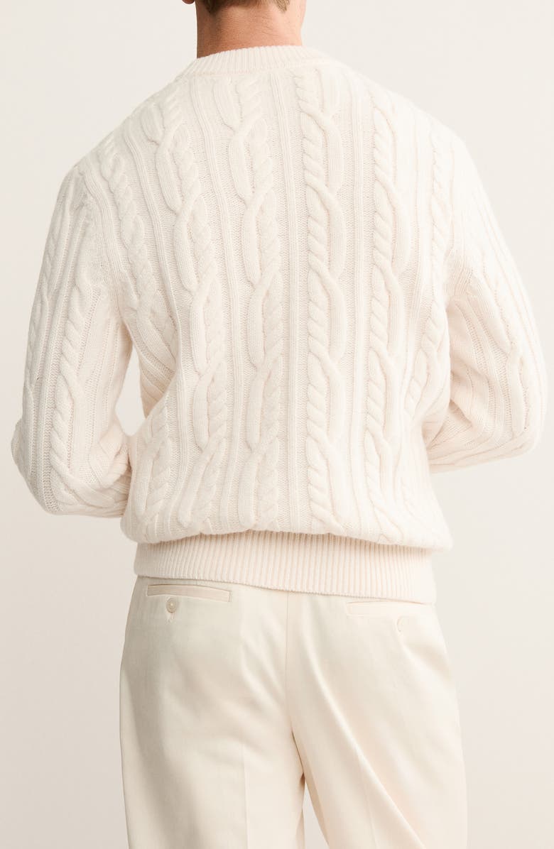 MANGO Wool Cable Sweater, Alternate, color, Ivory White