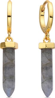 EYE CANDY LOS ANGELES Labradorite Dangle Hoop Earrings