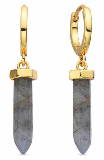 Labradorite Dangle Hoop Earrings