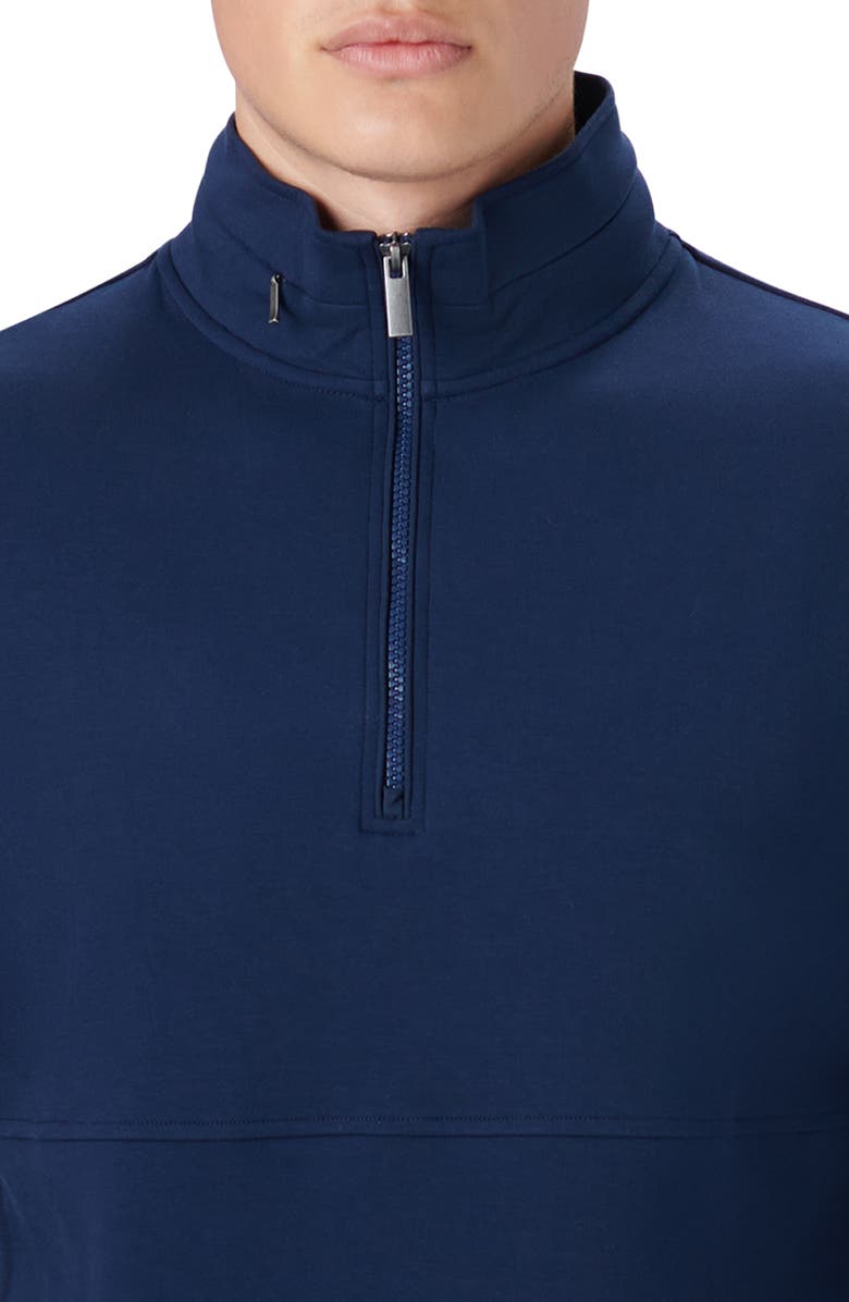 Bugatchi Quarter Zip Stretch Cotton Sweatshirt, Alternate, color, Navy