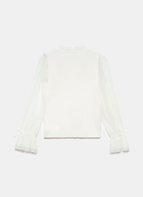 Mint Velvet Sheer Sleeve Cardigan In White