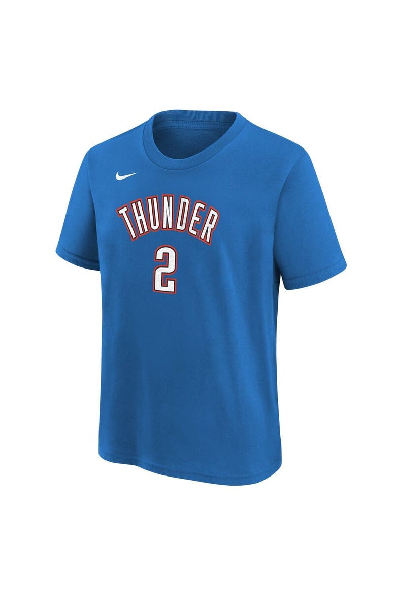 Youth Shai Gilgeous-Alexander Blue Oklahoma City Thunder Icon Name & Number T-Shirt, Alternate, color, White