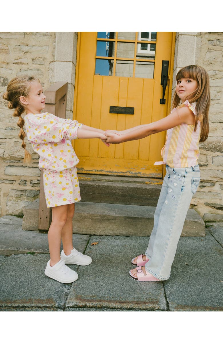 Deux par Deux Wide Leg Embroidery Denim Jeans, Alternate, color, Light Blue Denim