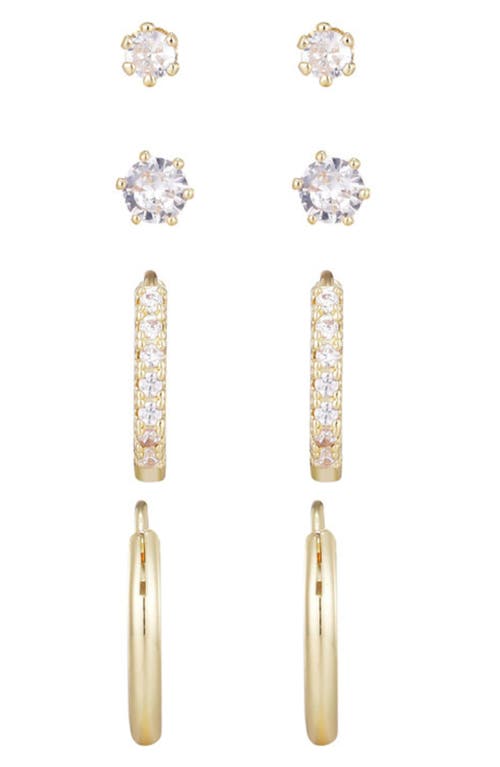 Adornia Set Of 3 Assorted Hoops And Stud Earrings In Gold