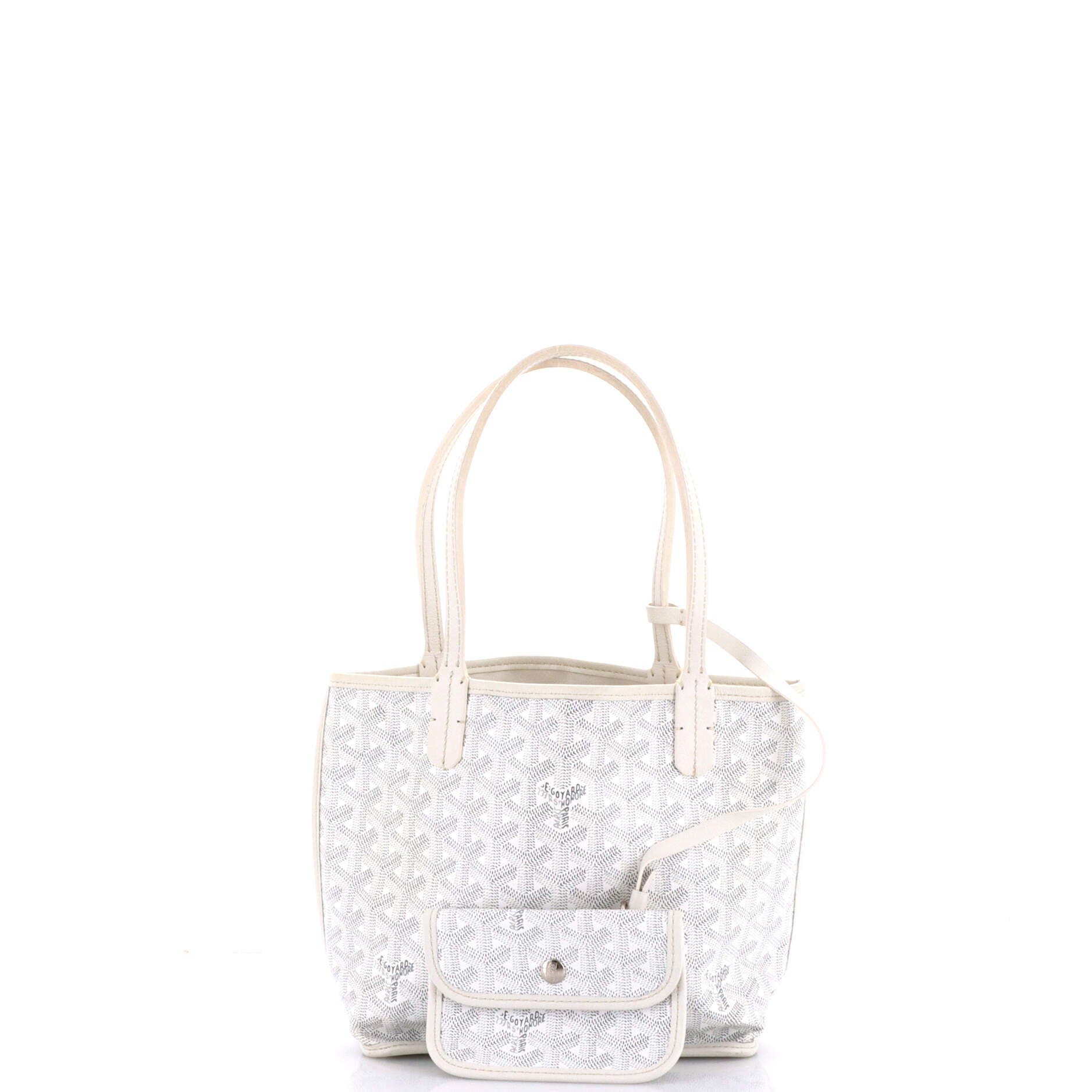 Anjou Reversible Tote Coated Canvas Mini, Alternate, color, White