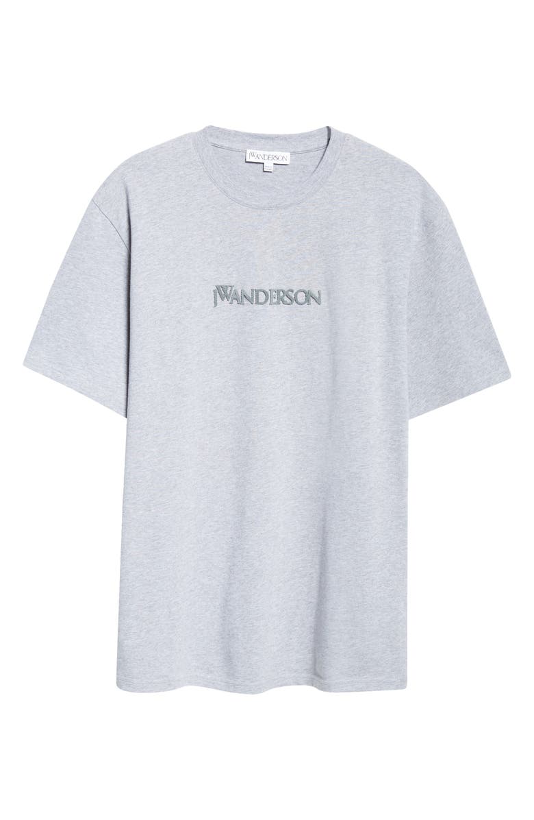 JW Anderson Embroidered Logo Cotton T-Shirt, Alternate, color, Grey Melange
