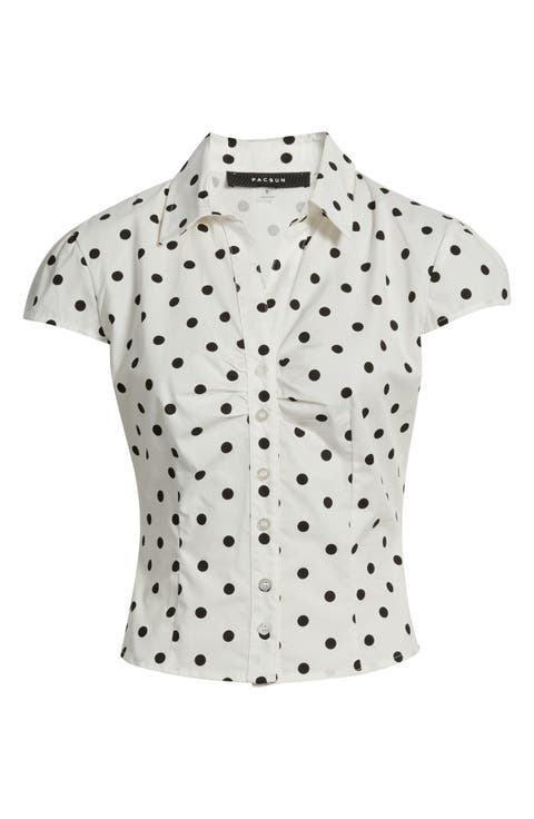 Audrey Polka Dot Button-Up Top