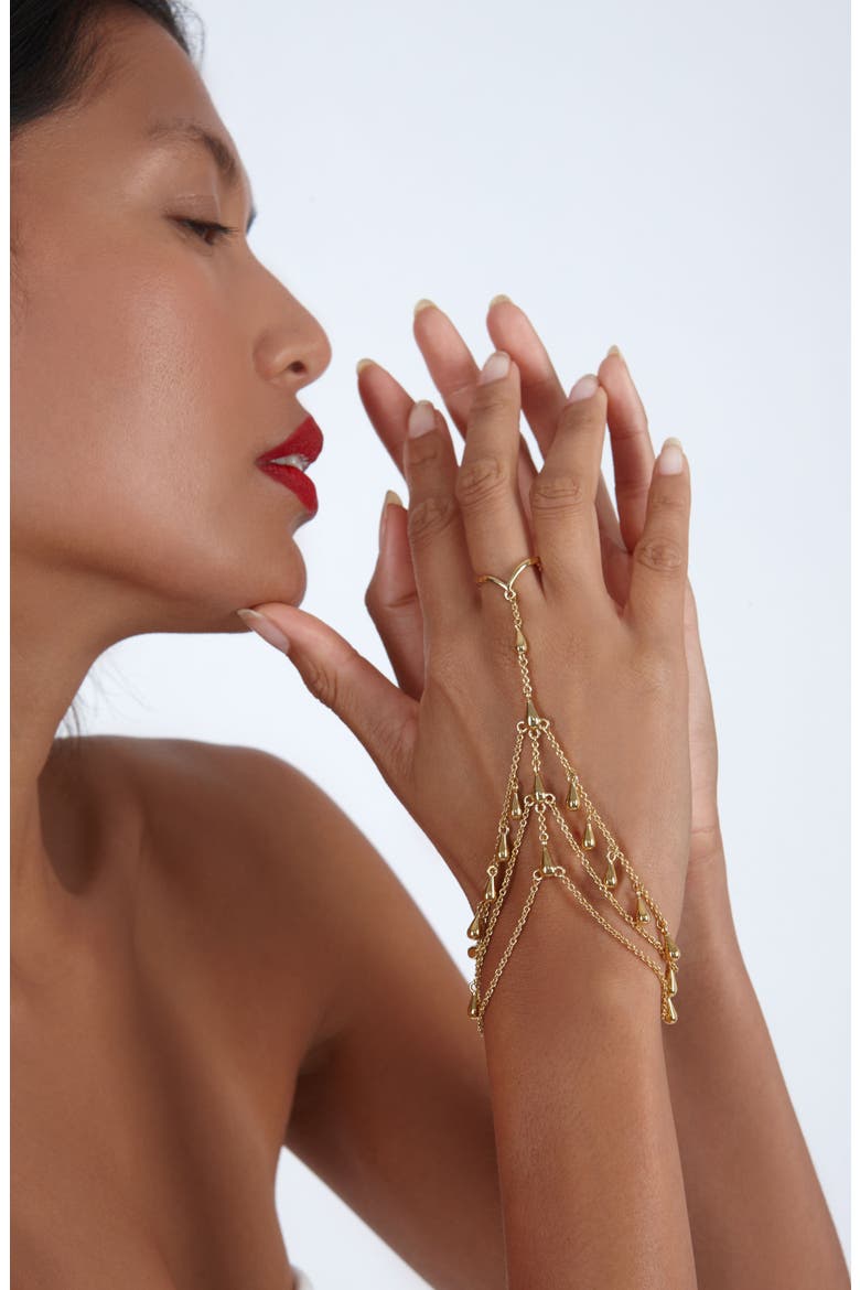 Drop Hand Chain, Alternate, color, Gold