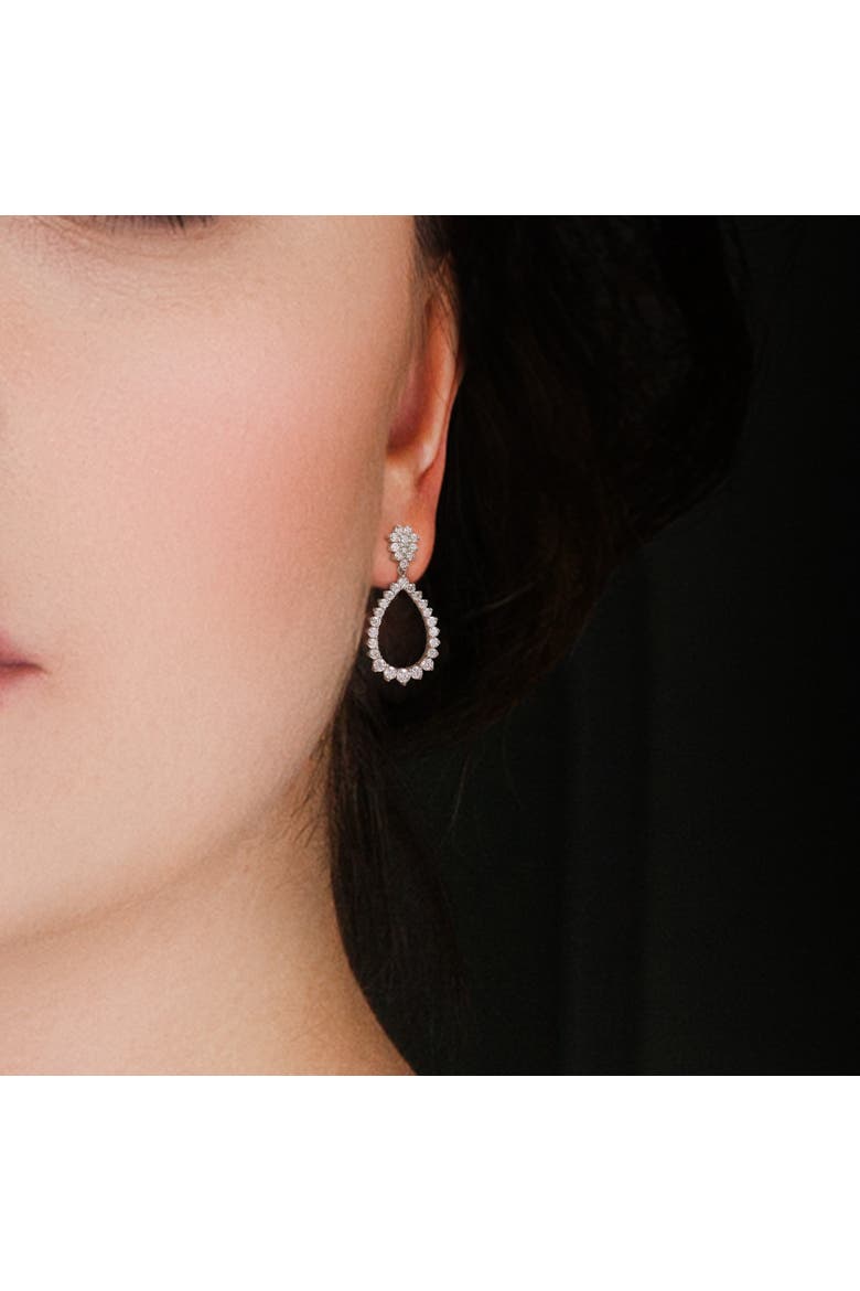 Moissanite Open Teardrop Dangle Earrings, Alternate, color, Sterling Silver