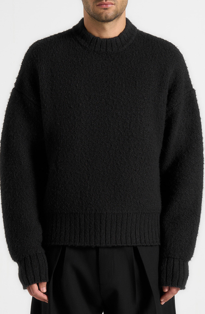 Manière De Voir Brushed Wool Knit Jumper, Alternate, color, Black