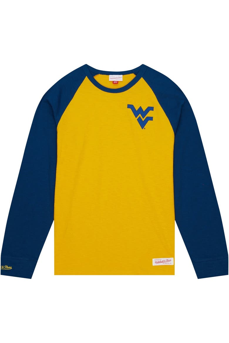 Men's Mitchell & Ness Gold West Virginia Mountaineers Legendary Slub Raglan Long Sleeve T-Shirt, Alternate, color, Gold