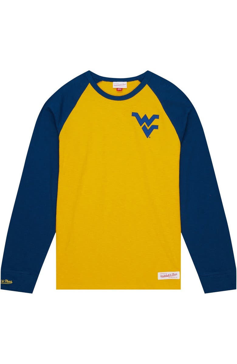 Mitchell & Ness Men's Mitchell & Ness Gold West Virginia Mountaineers Legendary Slub Raglan Long Sleeve T-Shirt, Alternate, color, Gold