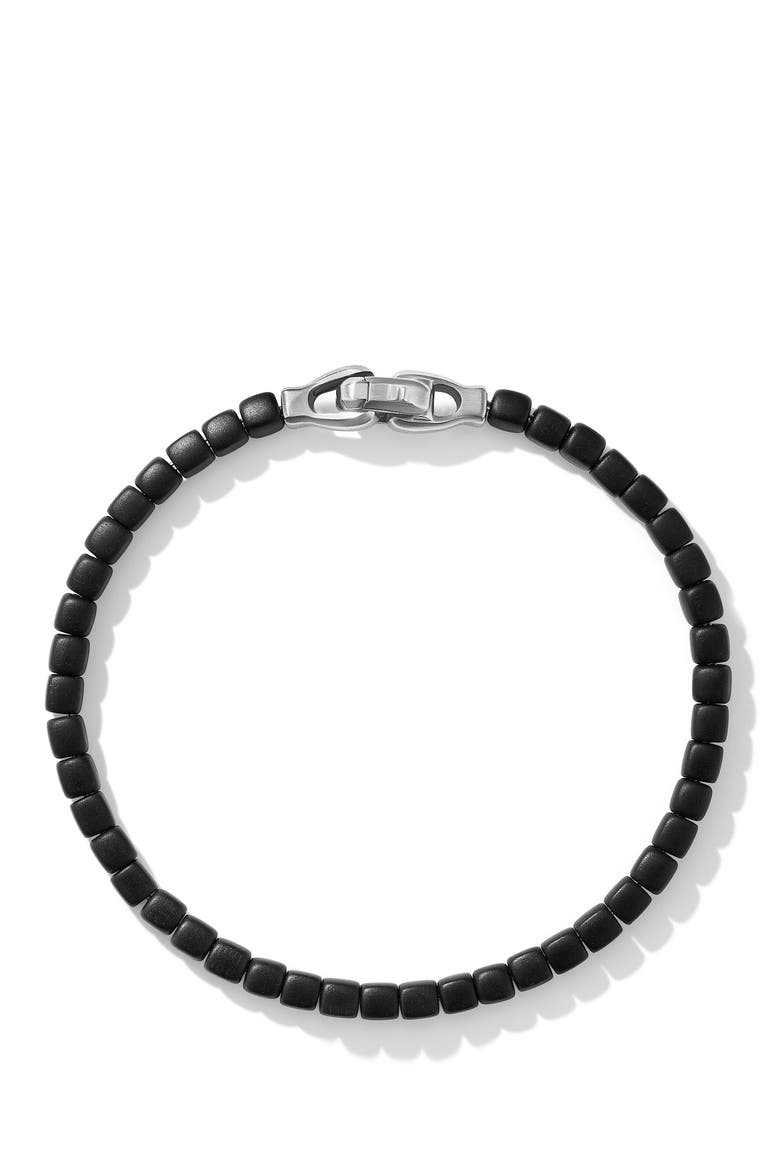 Men's Spiritual Bead Bracelet, Main, color, SILVER/ BLACK ONYX
