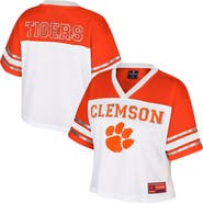 COLOSSEUM Women's Colosseum White Clemson Tigers Treasure Cropped Football Jersey