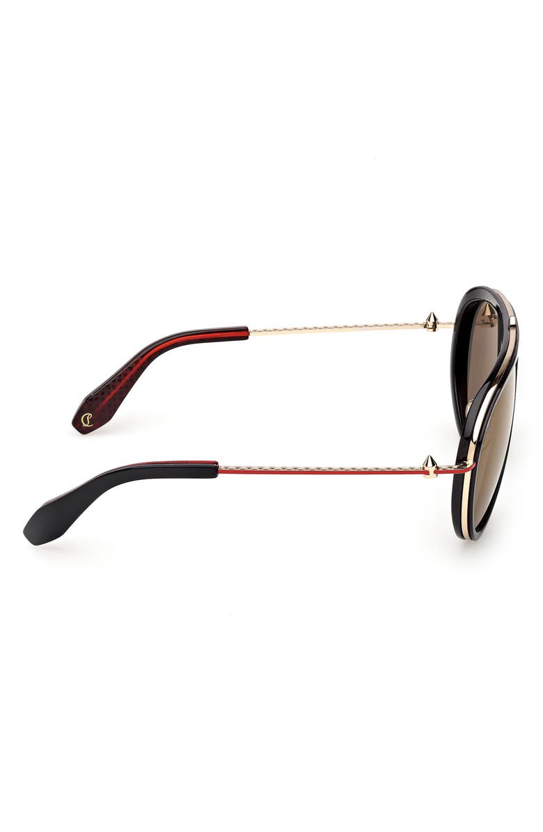 Christian Louboutin Greggo 61mm Pilot Sunglasses, Alternate, color, Black / Gunmetal Red Enamel