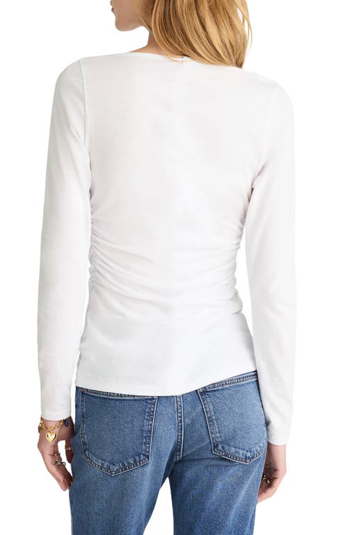 Madewell Ruched Crewneck Long-sleeve Tee In White