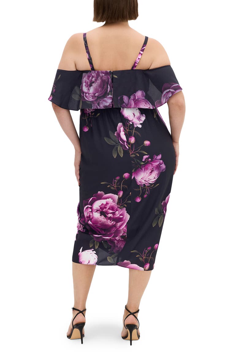 Gina Print Off the Shoulder Midi Dress, Alternate, color, MULTI BLOOM