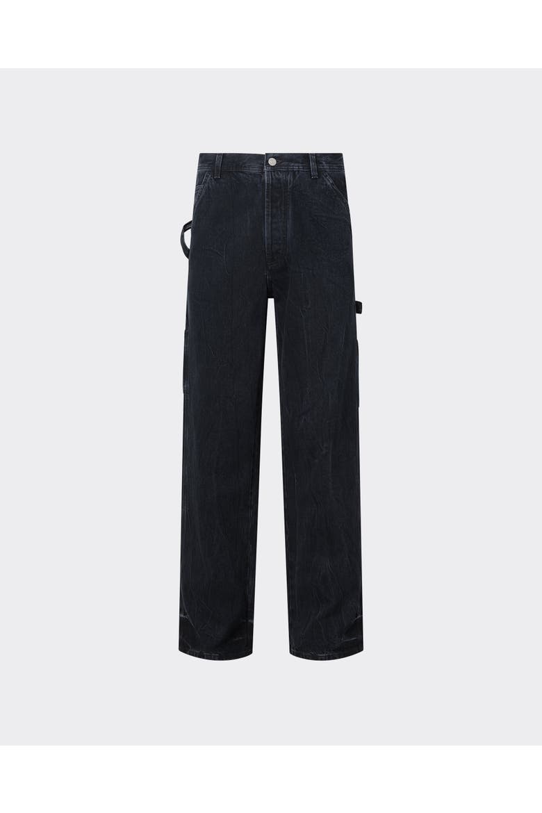 le PÈRE Straight Leg Black Jeans, Main, color, Wrinkled Black