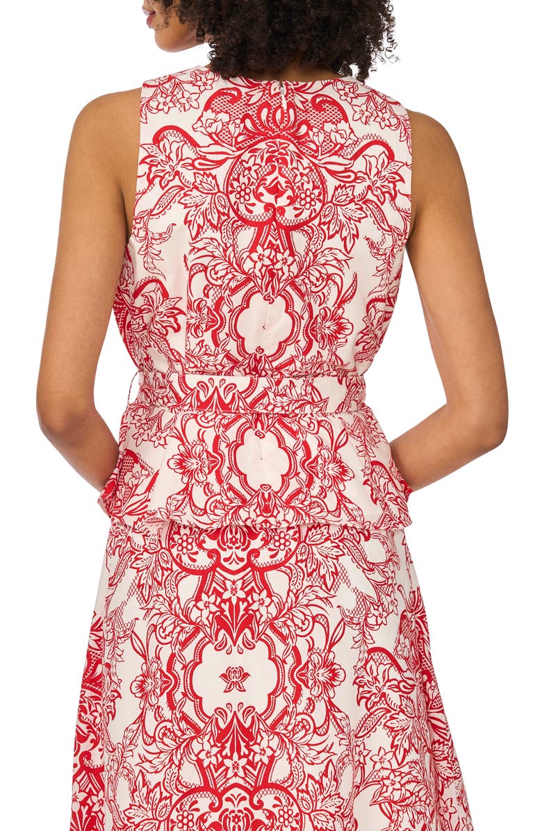 Ted Baker Belted Peplum Top, Alternate, color, Classic Cherry