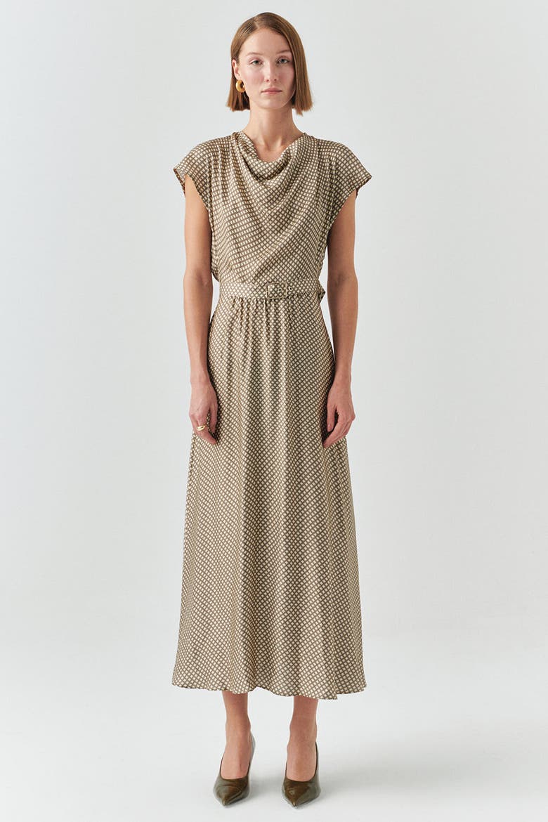 Leslie Midi Dress, Alternate, color, Beige Patterned