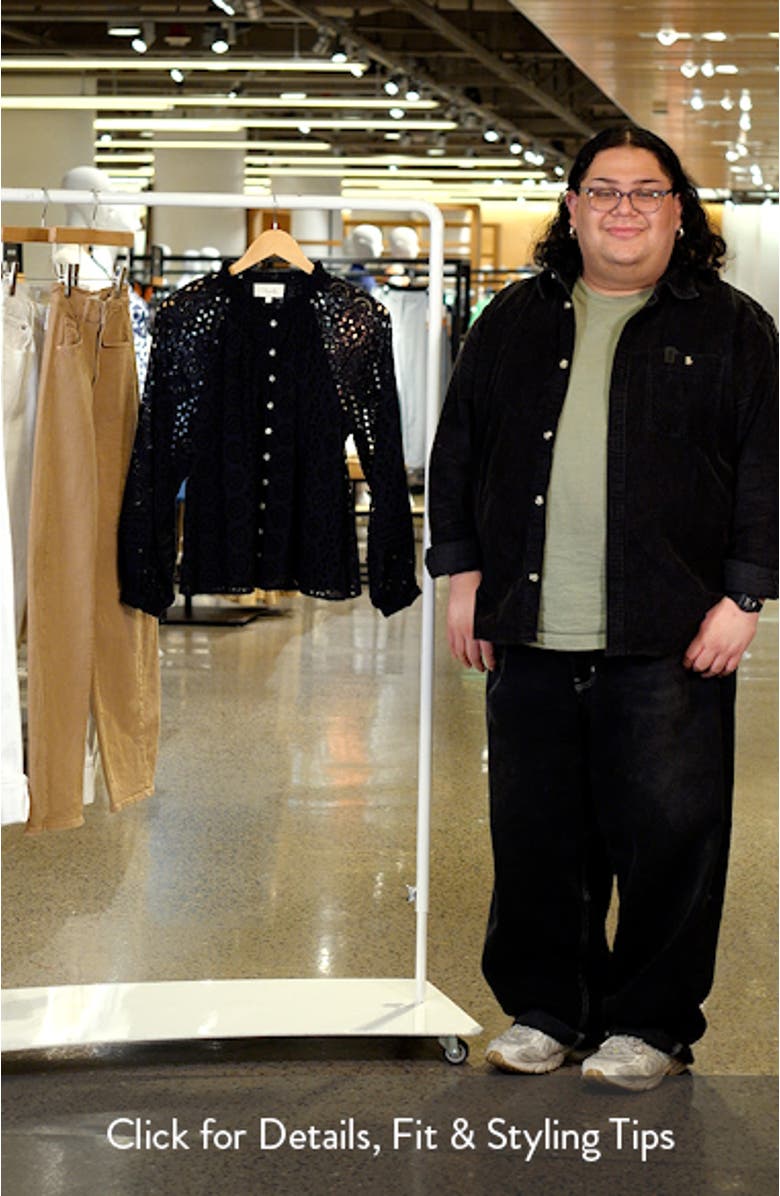 Alicia Embroidered Eyelet Organic Cotton Button-Up Shirt, sales video thumbnail