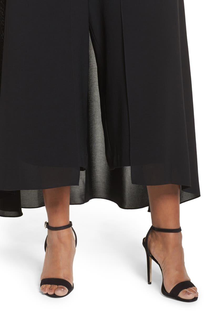 Adrianna Papell V-Neck Chiffon Overlay Jumpsuit, Alternate, color,