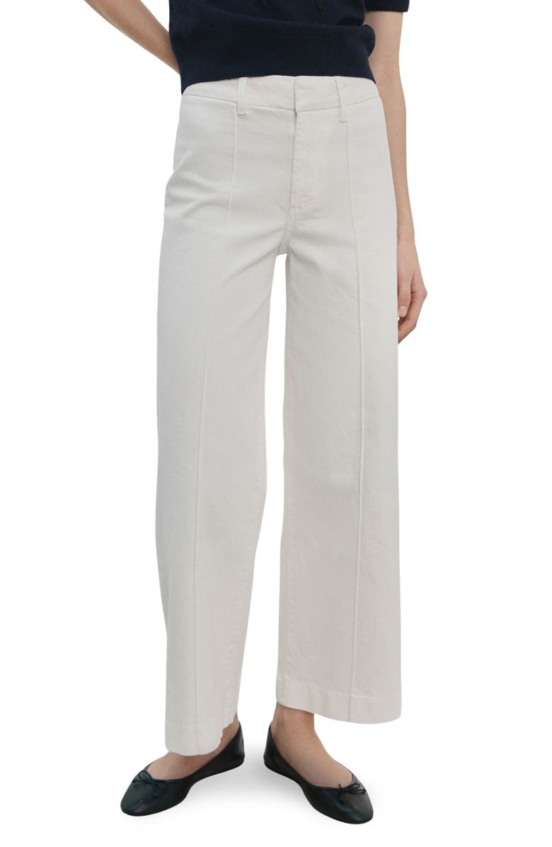 MANGO Seamed High Waist Wide Leg Jeans, Main, color, White