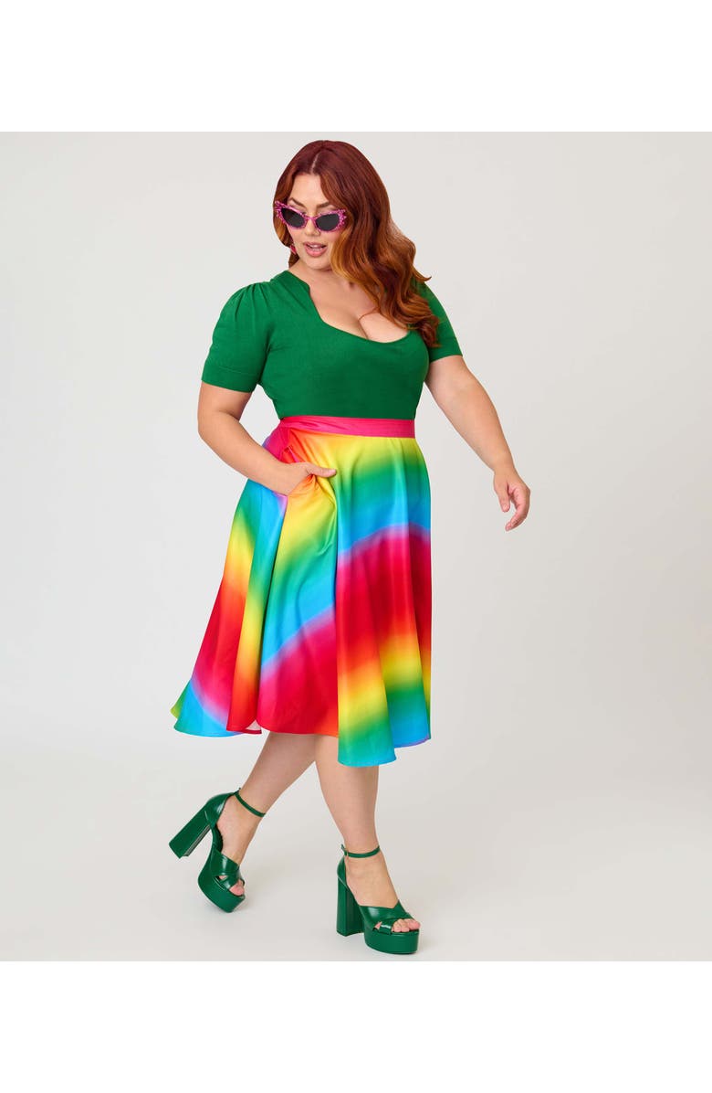 Unique Vintage Plus Size 1950s Short Sleeve Sweater, Alternate, color, Green Solid