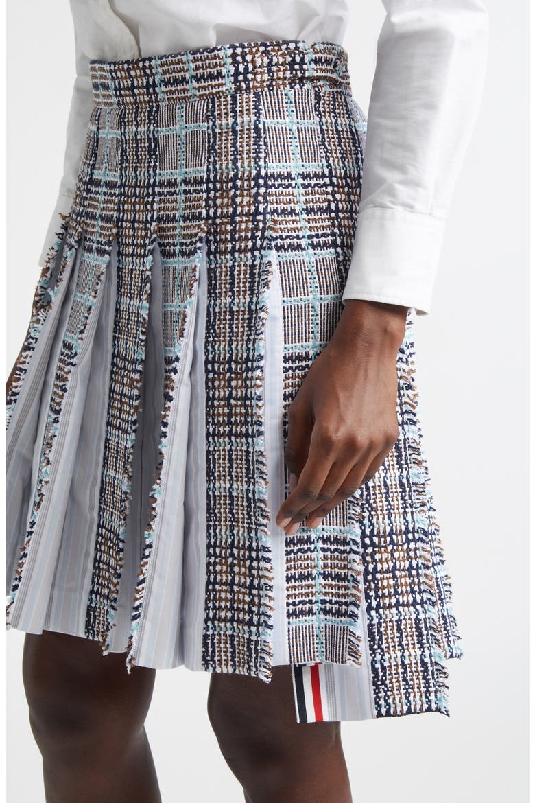 Plaid Drop Back Pleated Tweed Skirt, Alternate, color, SEASONAL MULTI