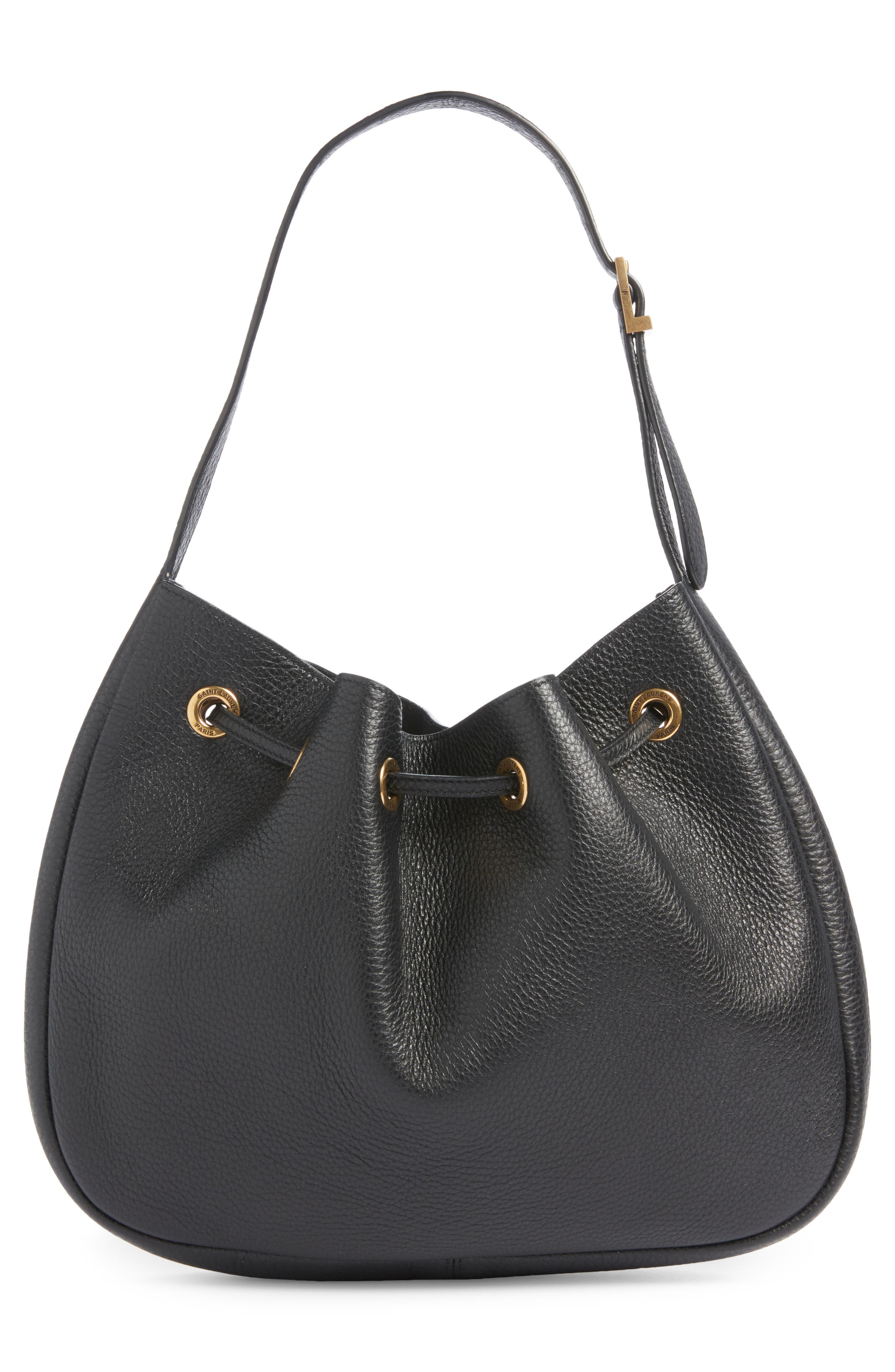 Saint Laurent Small Paris VII Flat Leather Hobo Bag, Alternate, color, 