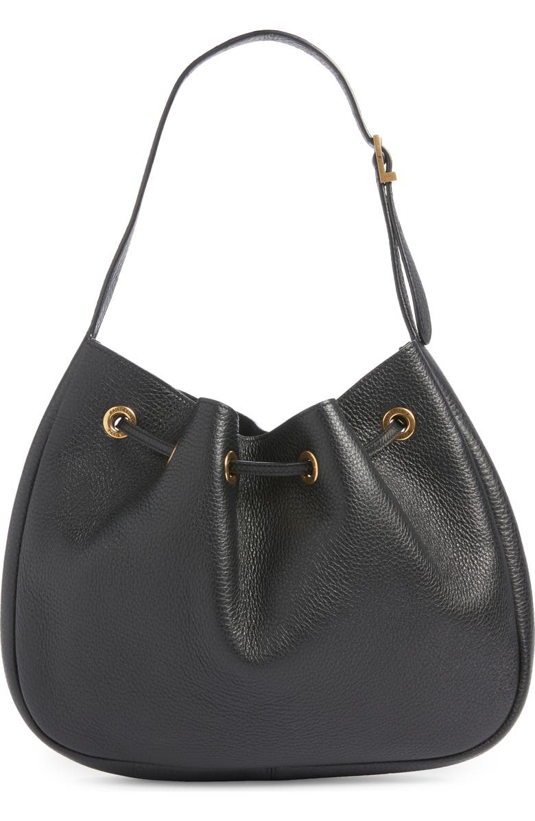 Saint Laurent Small Paris VII Flat Leather Hobo Bag, Alternate, color,
