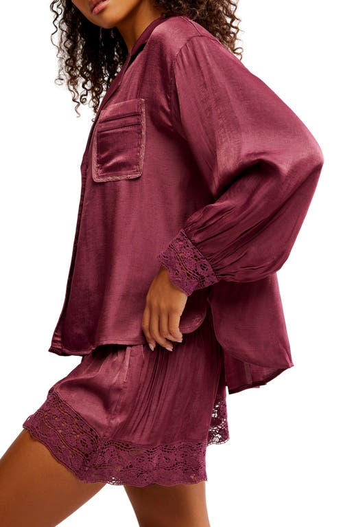 Free People Midnight Muse Pajama Shirt In Purple