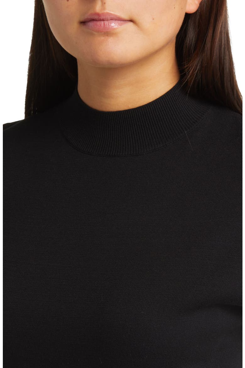Mock Neck Rib Sweater, Alternate, color, BLACK
