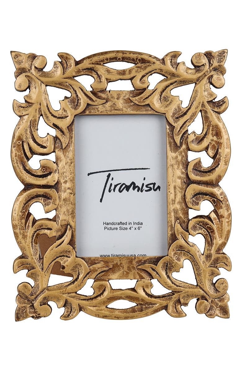 Tiramisu Antique Artistry Wood Carved Picture Frame, Main, color, Gold/ Antique