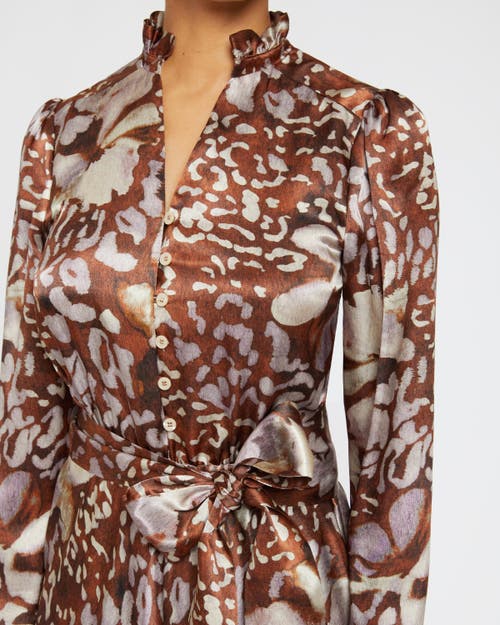 Santorelli Irina Abstract-print Midi Shirtdress In Hickory Multi