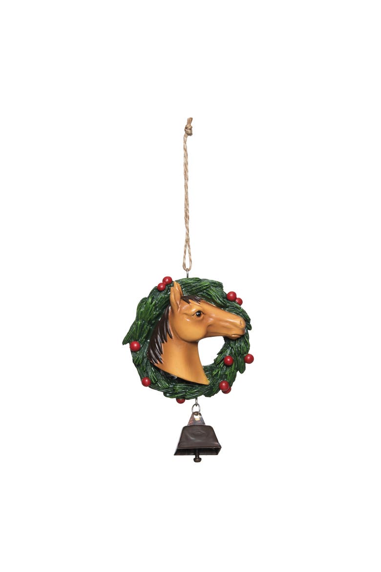Horse With bell Christmas Tree Ornament, Main, color, Brown