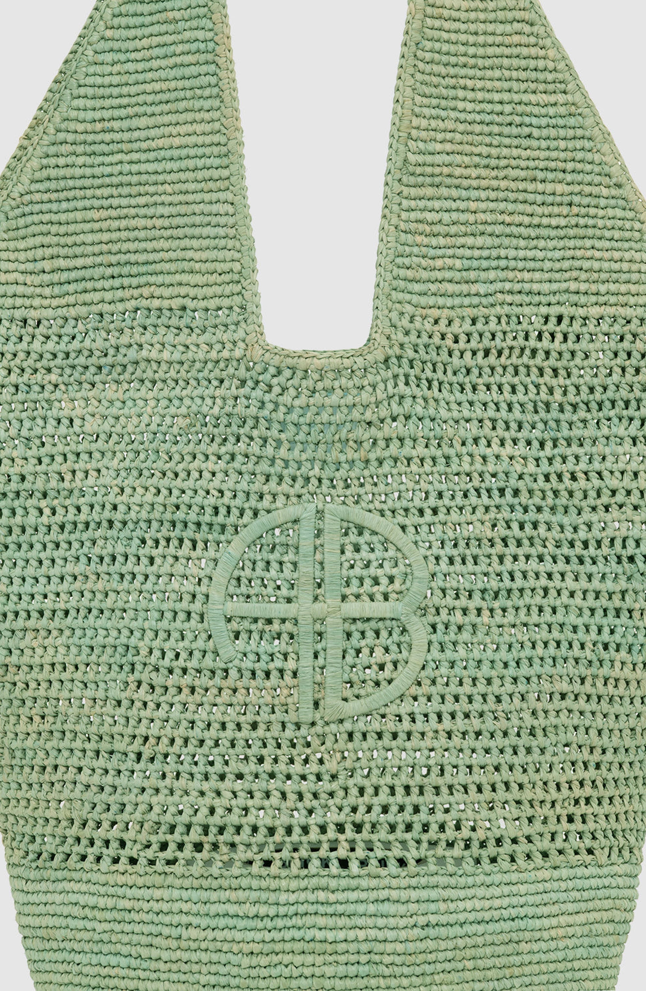 Leah Logo Hobo Raffia, Alternate, color, Sea Foam Green