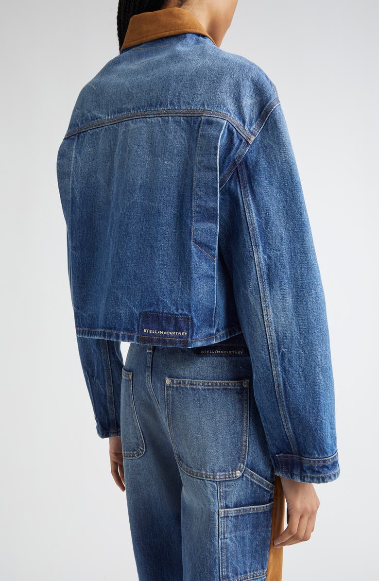Stella McCartney Denim & Faux Suede Trucker Jacket, Alternate, color, 4090 - Medium Vintage Blue