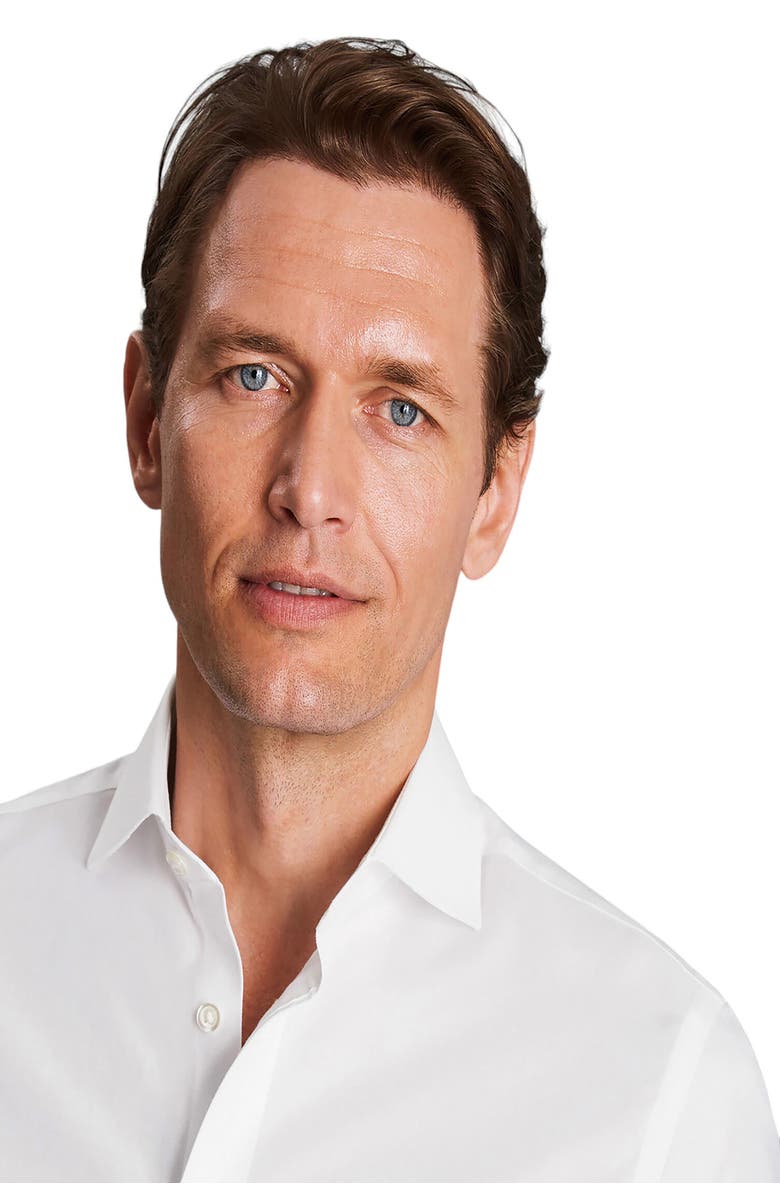 Charles Tyrwhitt Non-Iron Twill Cutaway Slim Fit Shirt Single Cuff, Alternate, color, White