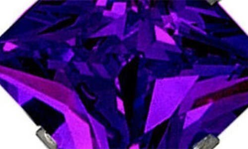 A & M A&m Square Cubic Zirconia Birthstone Stud Earrings In Amethyst
