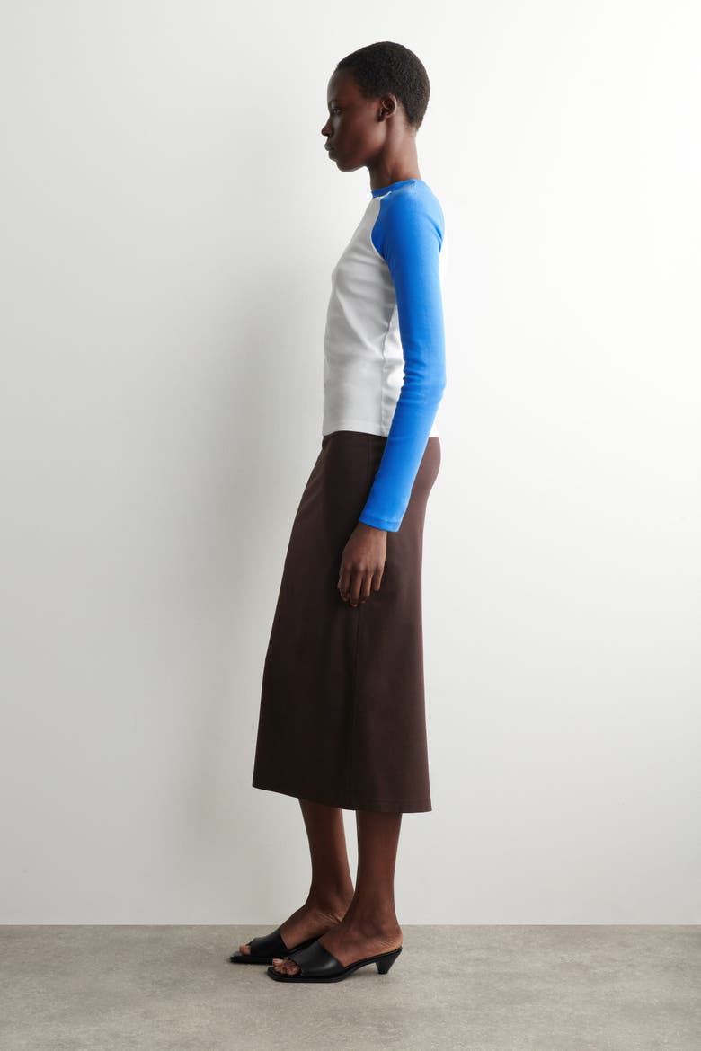 Contrast-Sleeve T-Shirt, Alternate, color, WHITE / BLUE