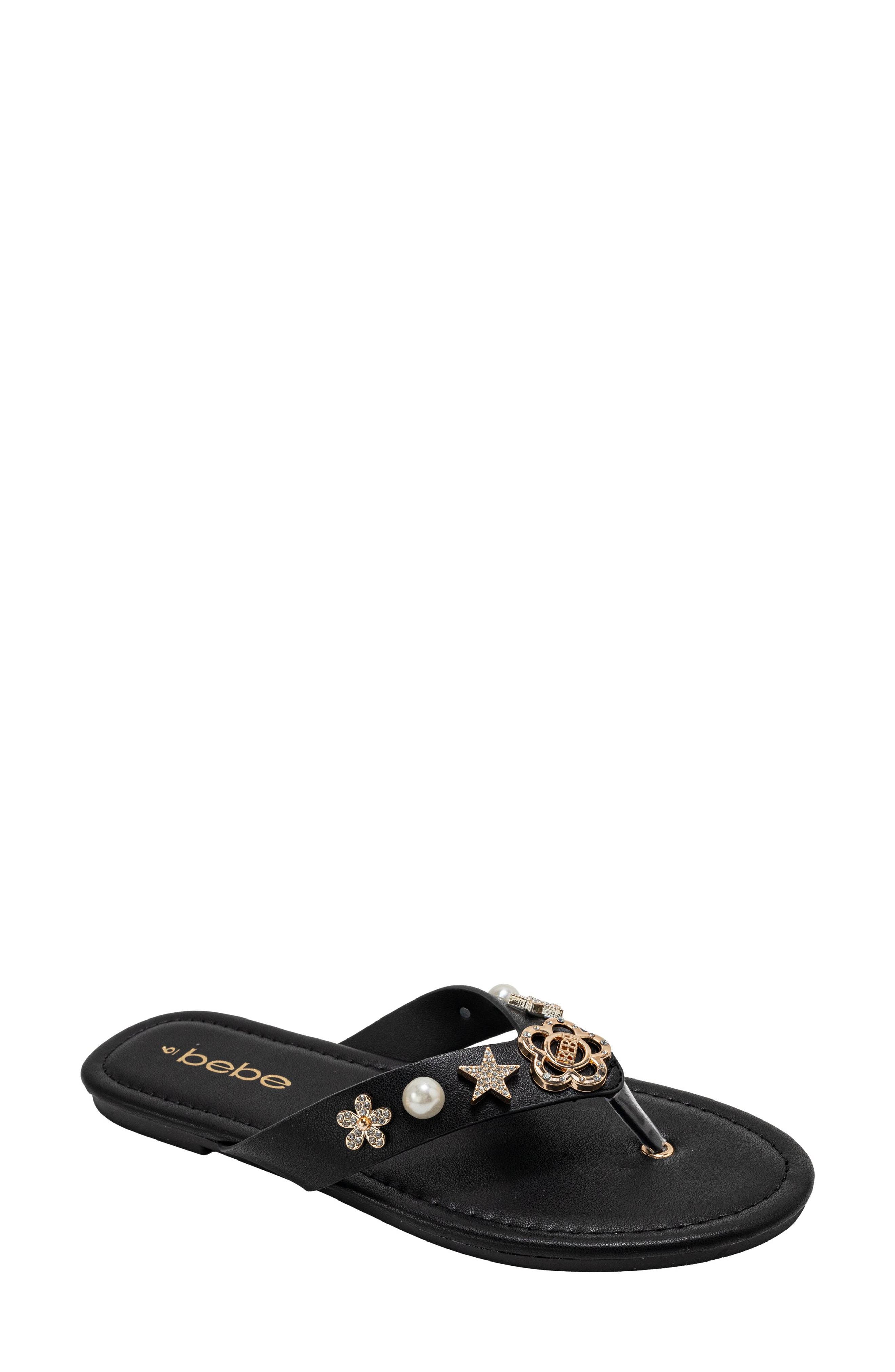 bebe Flower Charm Thong Sandal