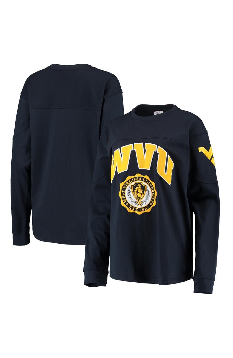 PRESSBOX Women's Pressbox Navy West Virginia Mountaineers Edith Long Sleeve T-Shirt, Main, color, 