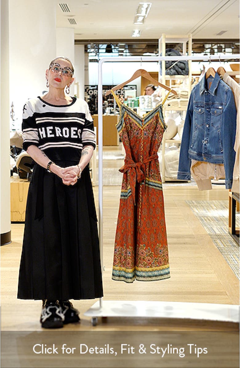 The Brooks Mixed Print Linen Blend Midi Dress, sales video thumbnail
