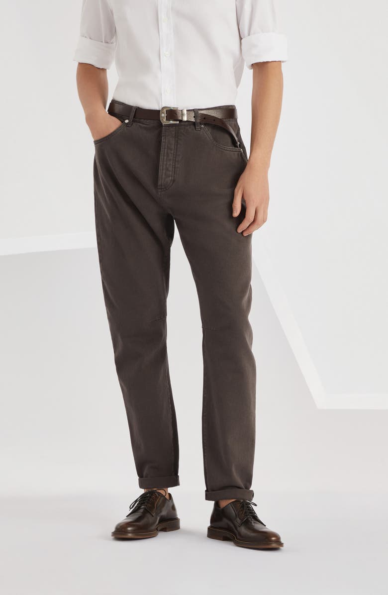 Brunello Cucinelli Garment-dyed denim trousers, Alternate, color, 