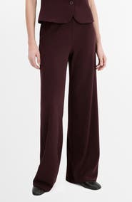 MANGO Elastic Waist Straight Leg Suit Pants