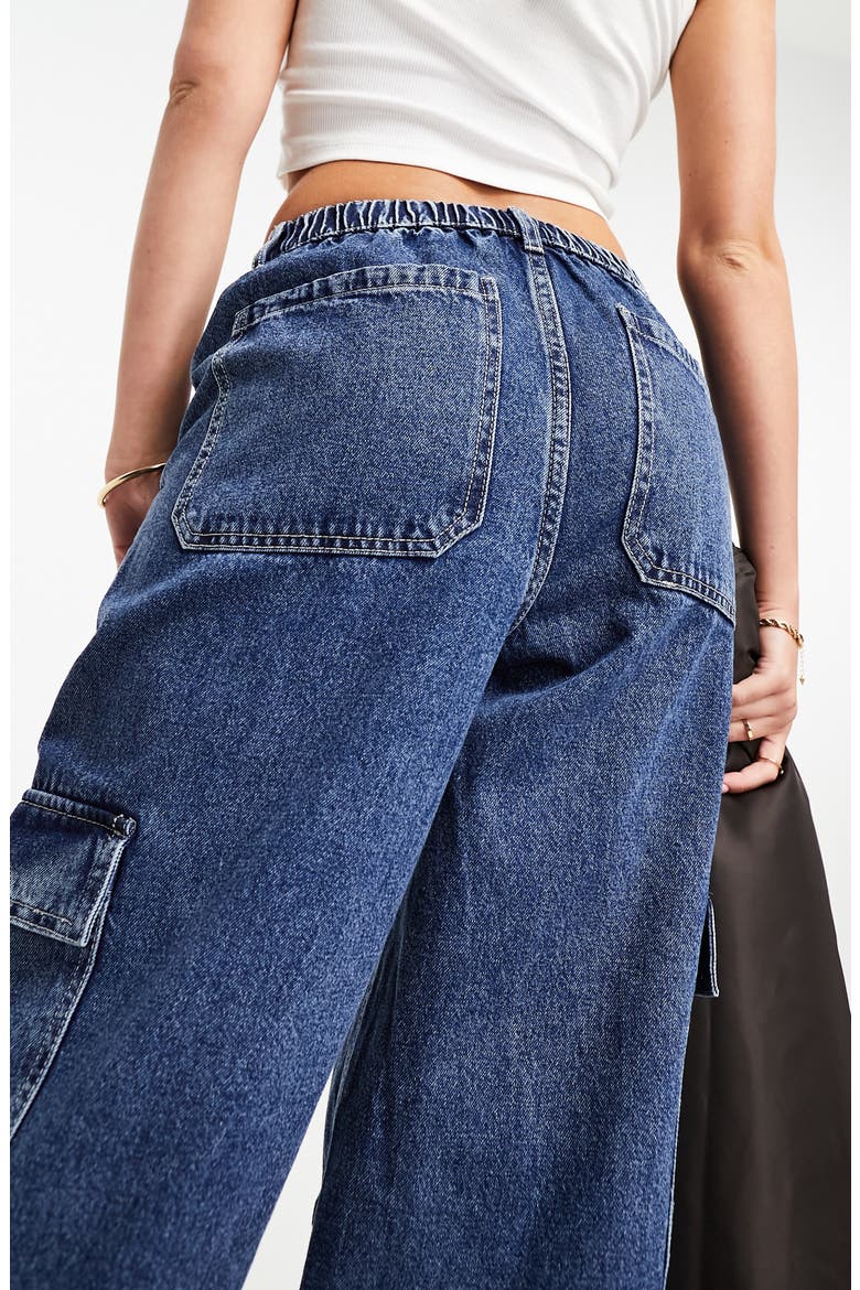 Wide Leg Cargo Jeans, Alternate, color, MID BLUE