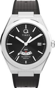 Timex® Q Timex Continental GMT 39mm Synthetic Rubber Watch