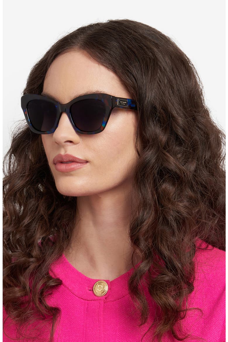 daina 51mm gradient cat eye sunglasses, Alternate, color, BLUE HAVANA/ DARK GREY SF