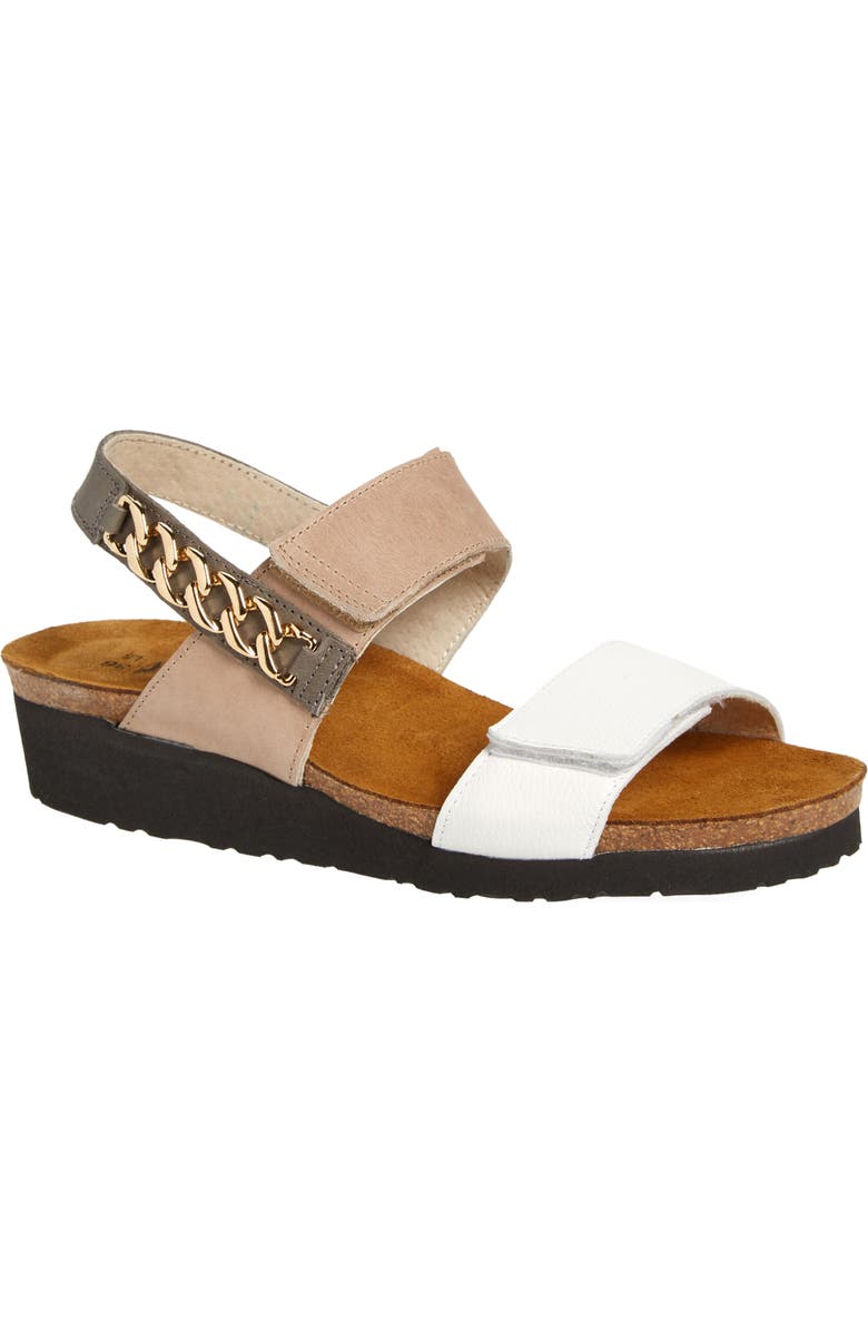 Naot Eliana Slingback Sandal, Main, color, White/ Khaki/ Grey Leather